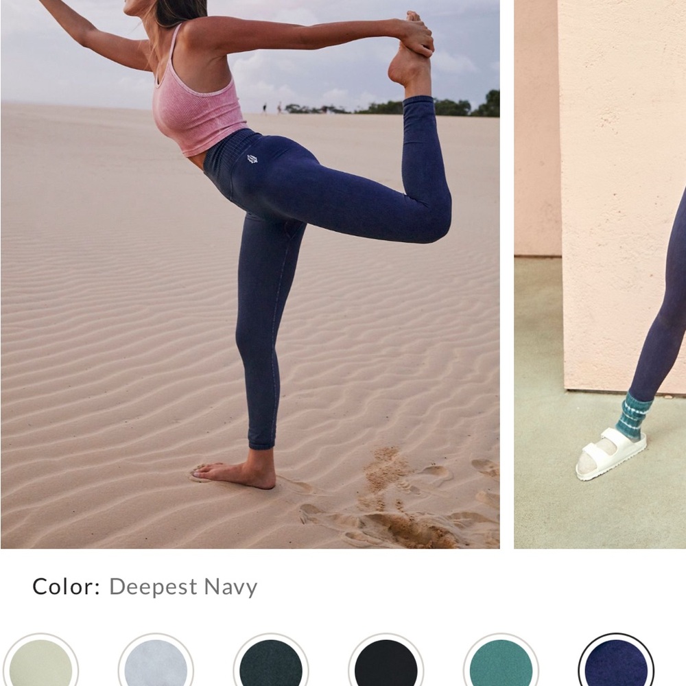 FP Movement by Free People high-rise 7/8 Length Good Karma Navy Leggings M/L
